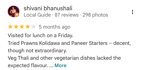 Review regarding Service